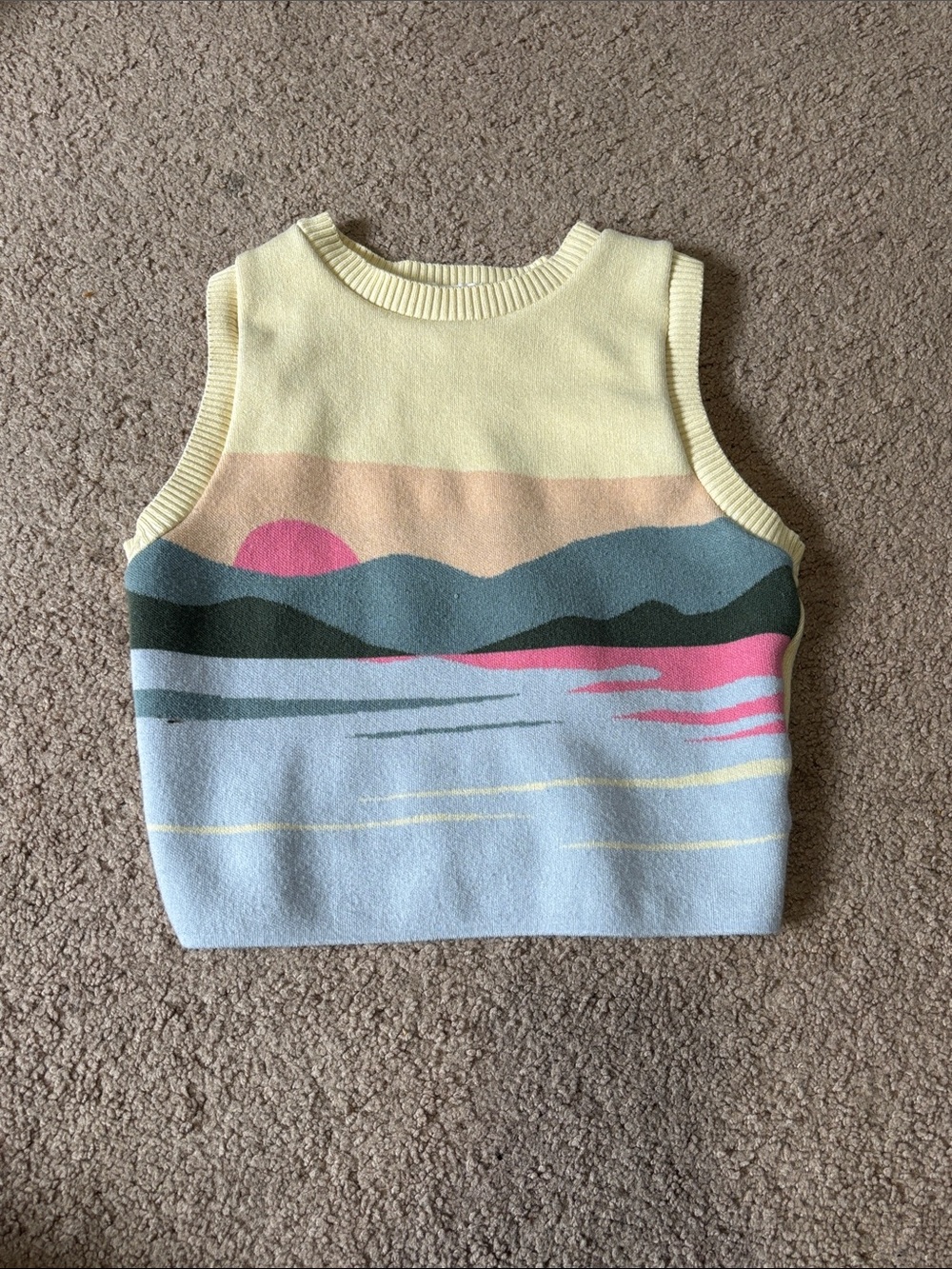 debut Pastel Landscape Knit Tank - Yellow, Pink, Blue